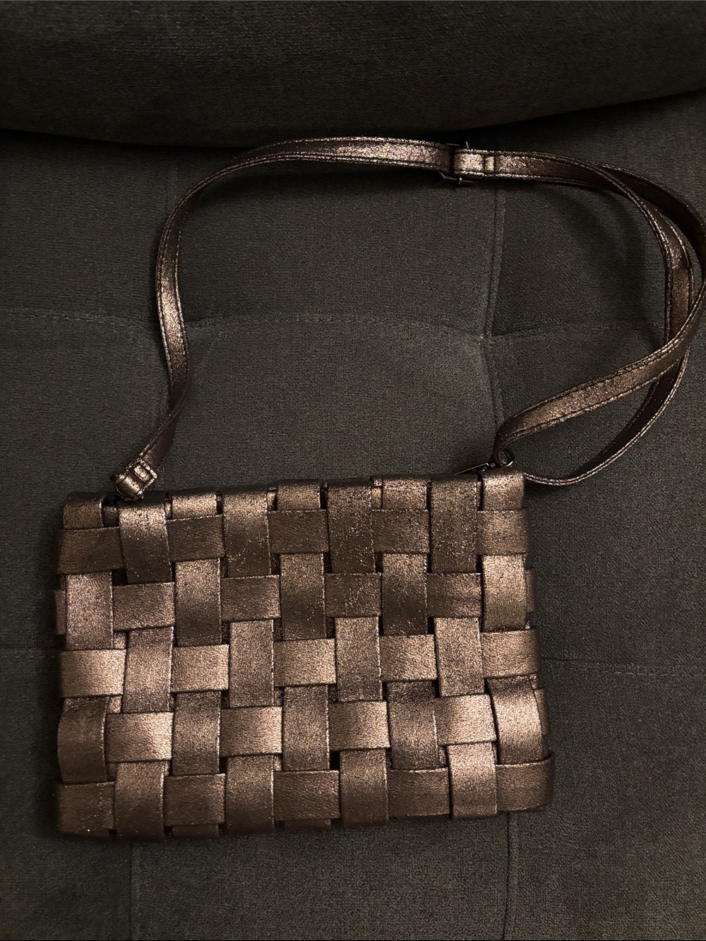 Anthropologie Shimmery Black Woven Shoulder Bag